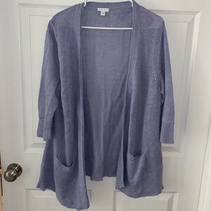 J. Jill Purple Linen Open Front Cardigan Sweater